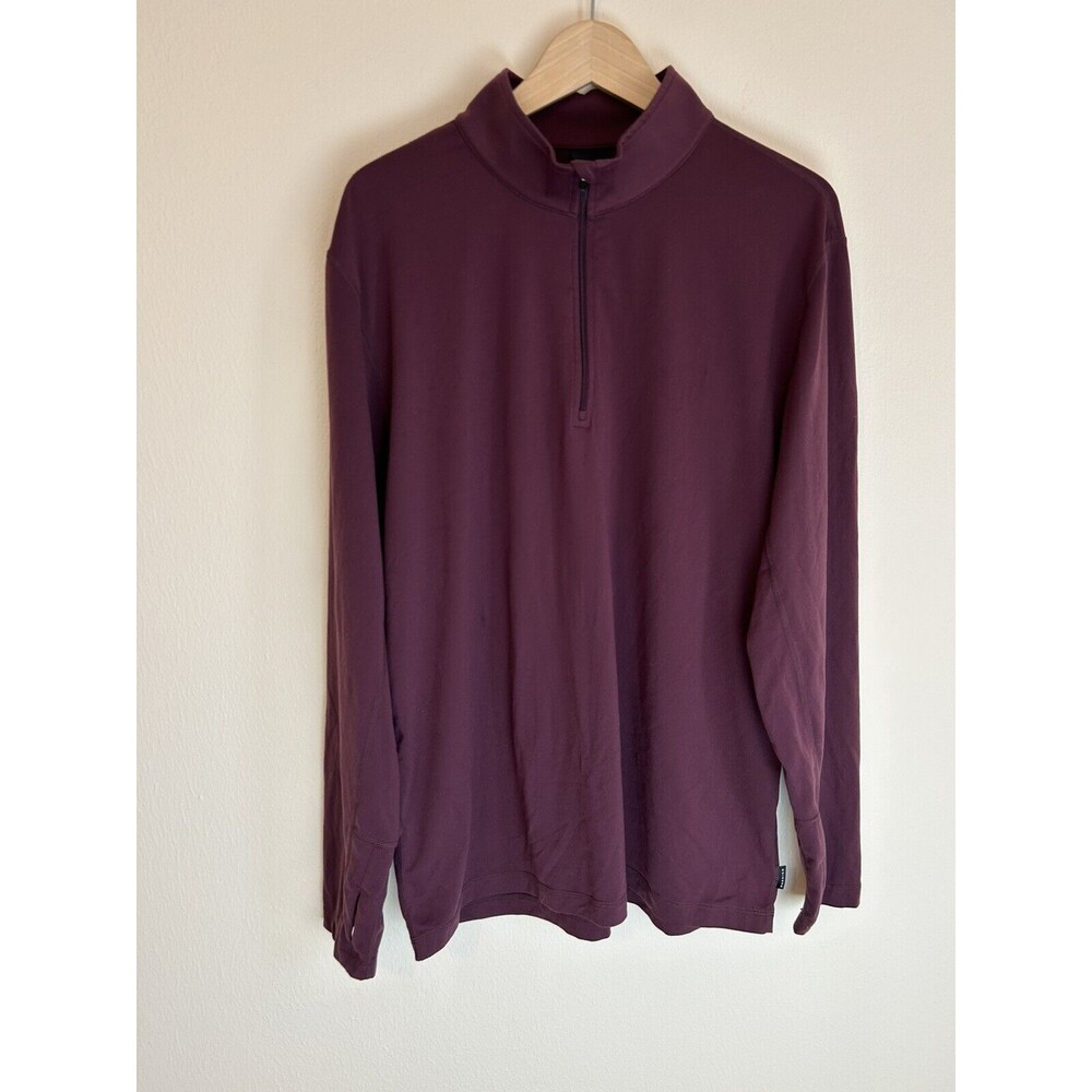 Dunning Mens XL Golf 1/4 Quarter Zip Mock Neck Pullover Long Sleeve Maroon Purpl